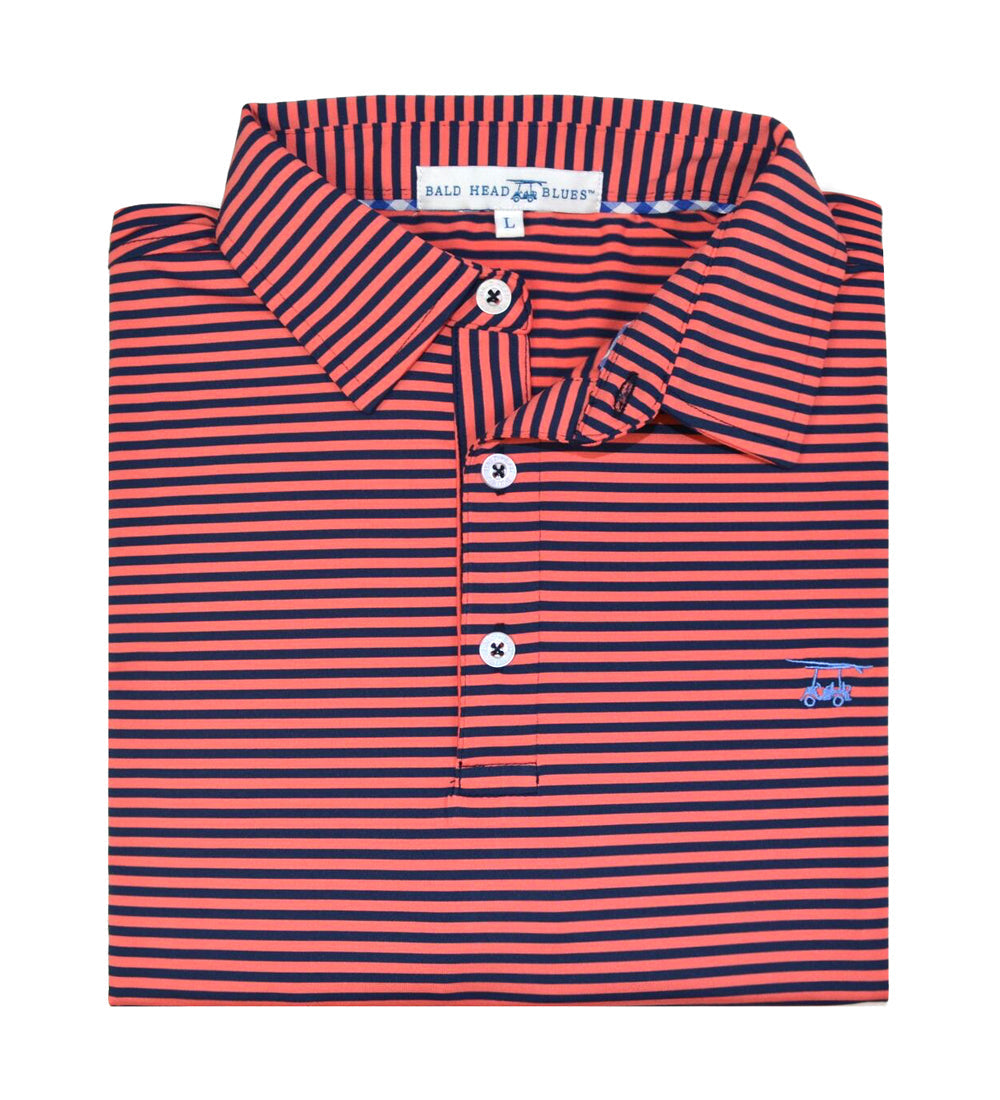 Albatross Polo - Medieval/Coral Stripe-How Cute is That? Boutique