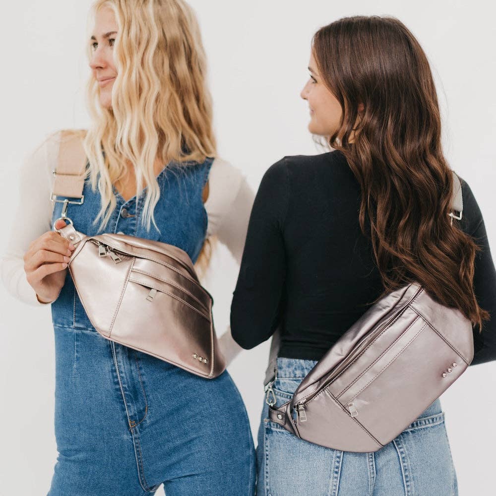 Marley Metallic Oversized Bum Bag Wholesale in Black-How Cute is That? Boutique