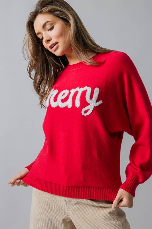 Merry Embroidered Crewneck Sweater