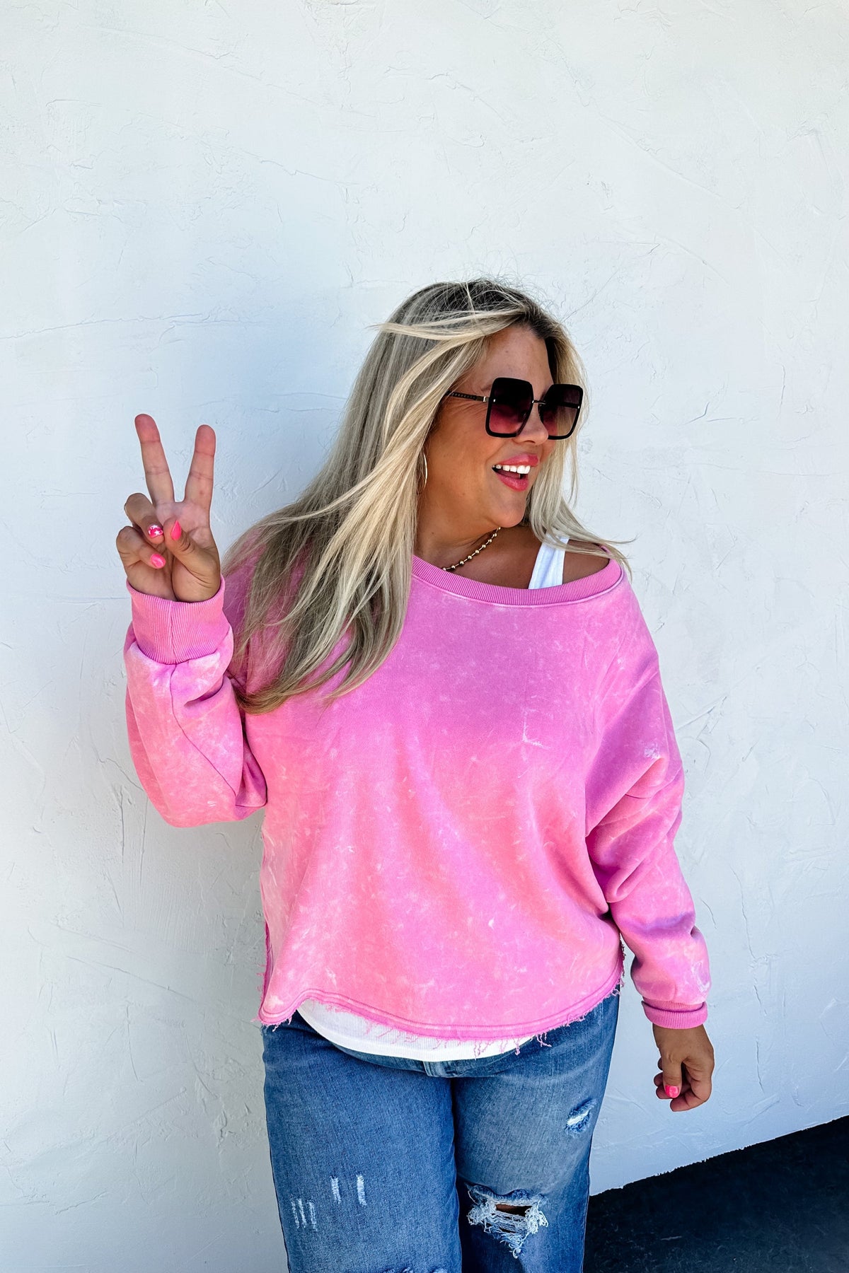 KALI MINERAL WASH SWEATSHIRT in Vintage Pink-How Cute is That? Boutique
