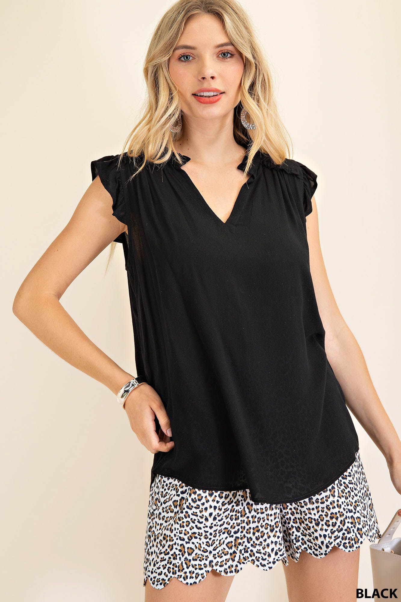 RUFFLED SLEEVES TOP-How Cute is That? Boutique