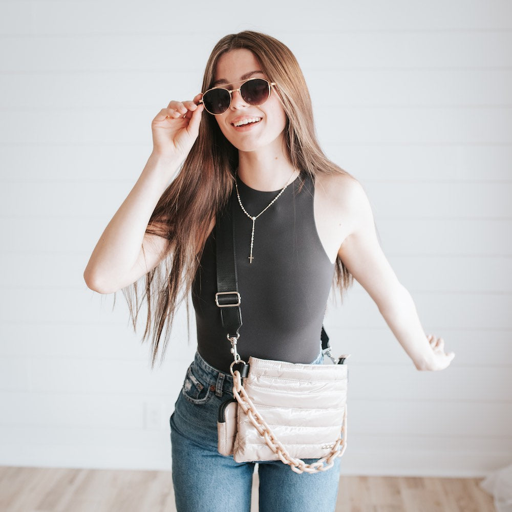NOVA CHAIN CROSSBODY in black-How Cute is That? Boutique
