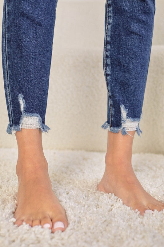 Kan Can HIGH RISE RAW HEM ANKLE SKINNY