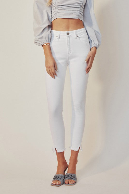 Kan Can HIGH RISE ANKLE SKINNY WHITE JEANS-How Cute is That? Boutique
