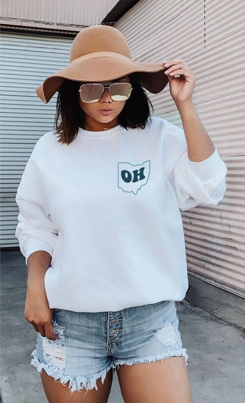 Colorful Groovy Ohio Cozy Crewneck Sweatshirt-How Cute is That? Boutique