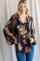 Floral Print Blouse Top-How Cute is That? Boutique
