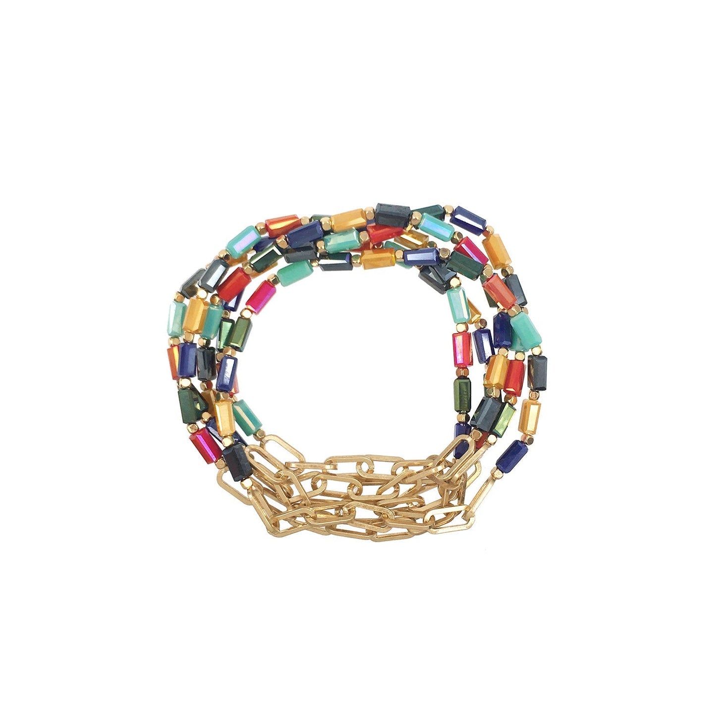 Paisley Multi Color Beads and Link Bracelet Set