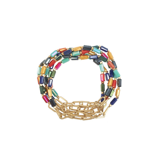 Paisley Multi Color Beads and Link Bracelet Set