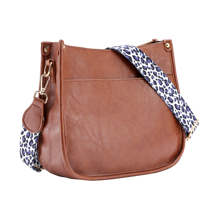 PU Leather Crossbody Purse with white leopard strap