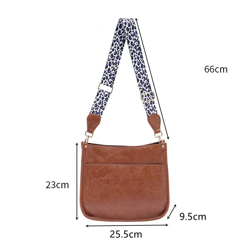 PU Leather Crossbody Purse with white leopard strap