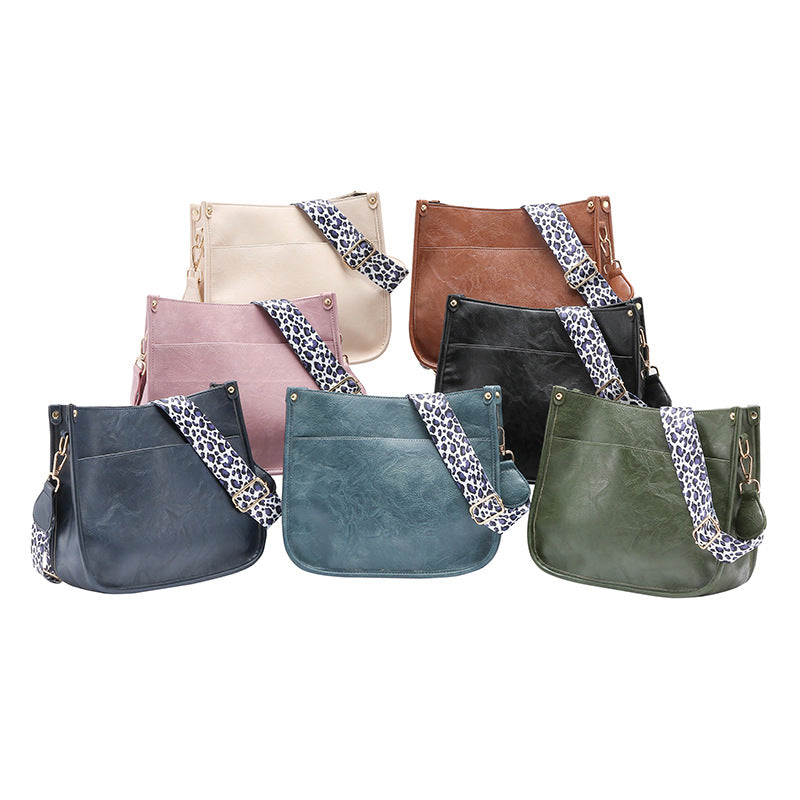 PU Leather Crossbody Purse with white leopard strap