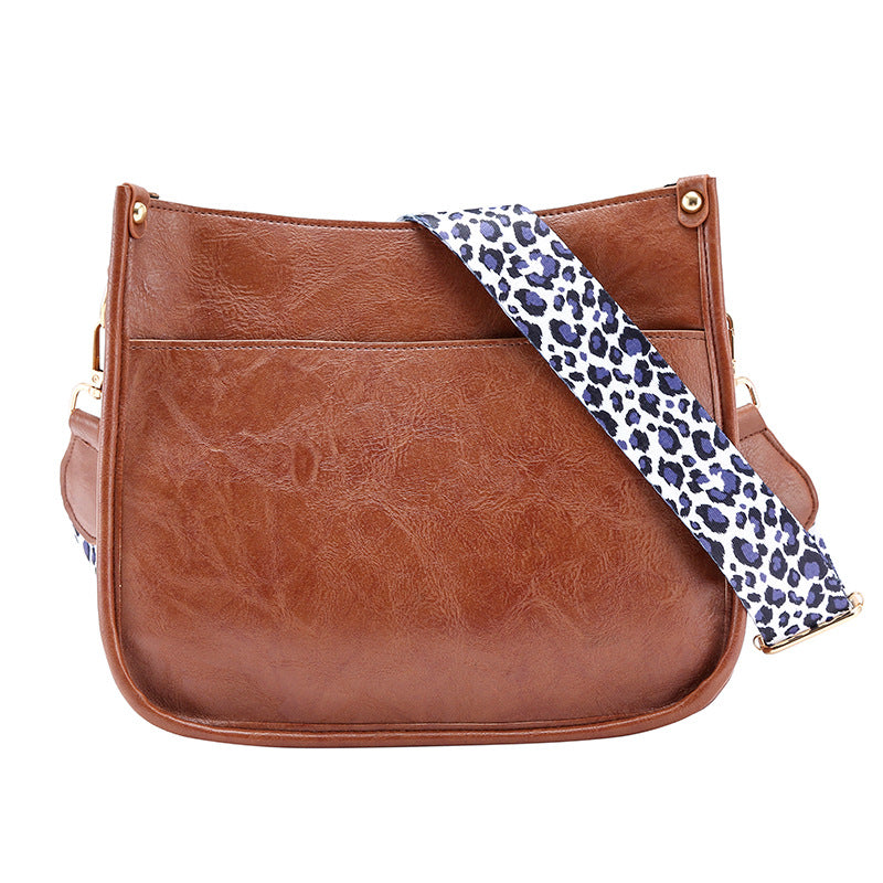 PU Leather Crossbody Purse with white leopard strap