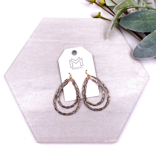Ingrid Beaded Earrings Taupe