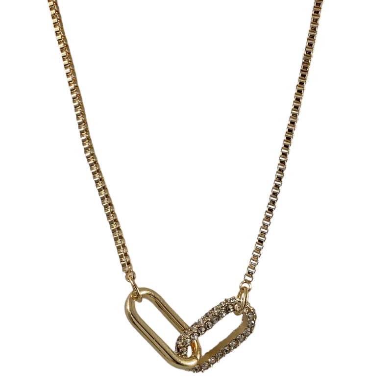 DOUBLE OVAL LINK CUBIC ZIRCONIA NECKLACE
