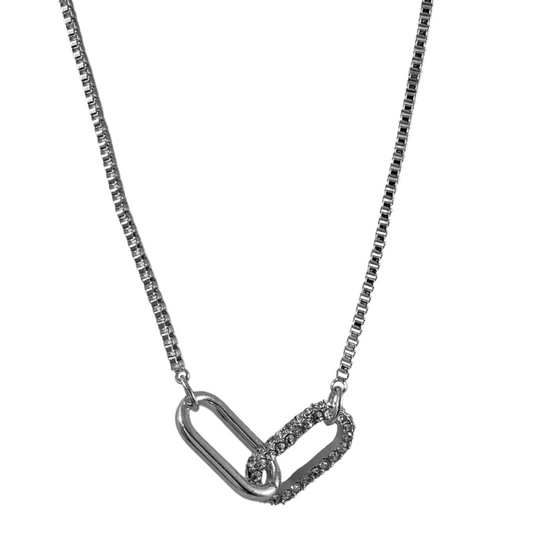 DOUBLE OVAL LINK CUBIC ZIRCONIA NECKLACE