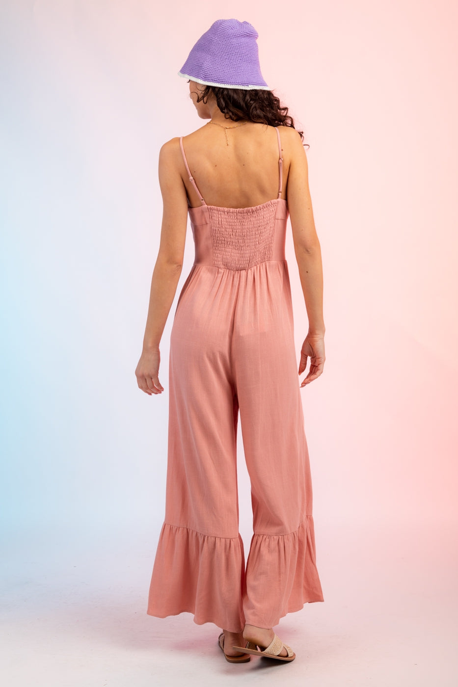Sleeveless Linen Wide Leg Jumpsuit