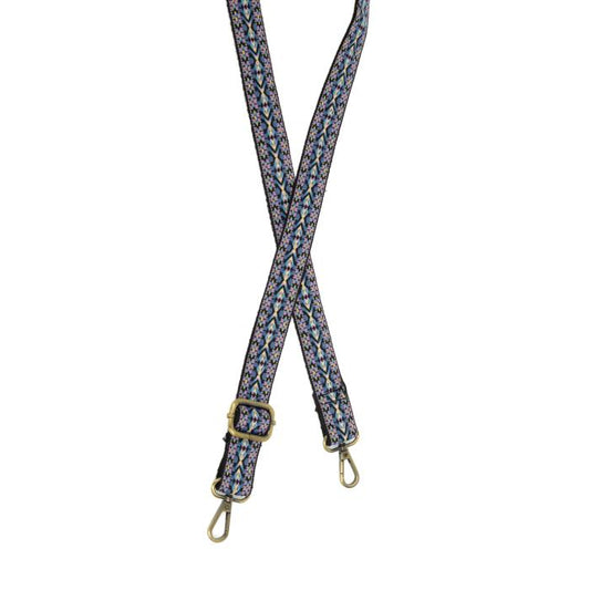 BLUE MULTI MAYAN EMB GUITAR GUITAR STRAP 1"