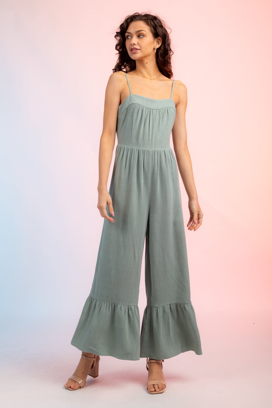 Sleeveless Linen Wide Leg Jumpsuit