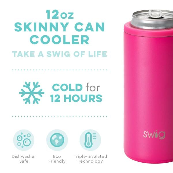 Swig Hot Pink Slim Can Cooler