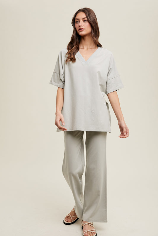 TWO PIECE COTTON TOP AND PANTS LOUNGE SET