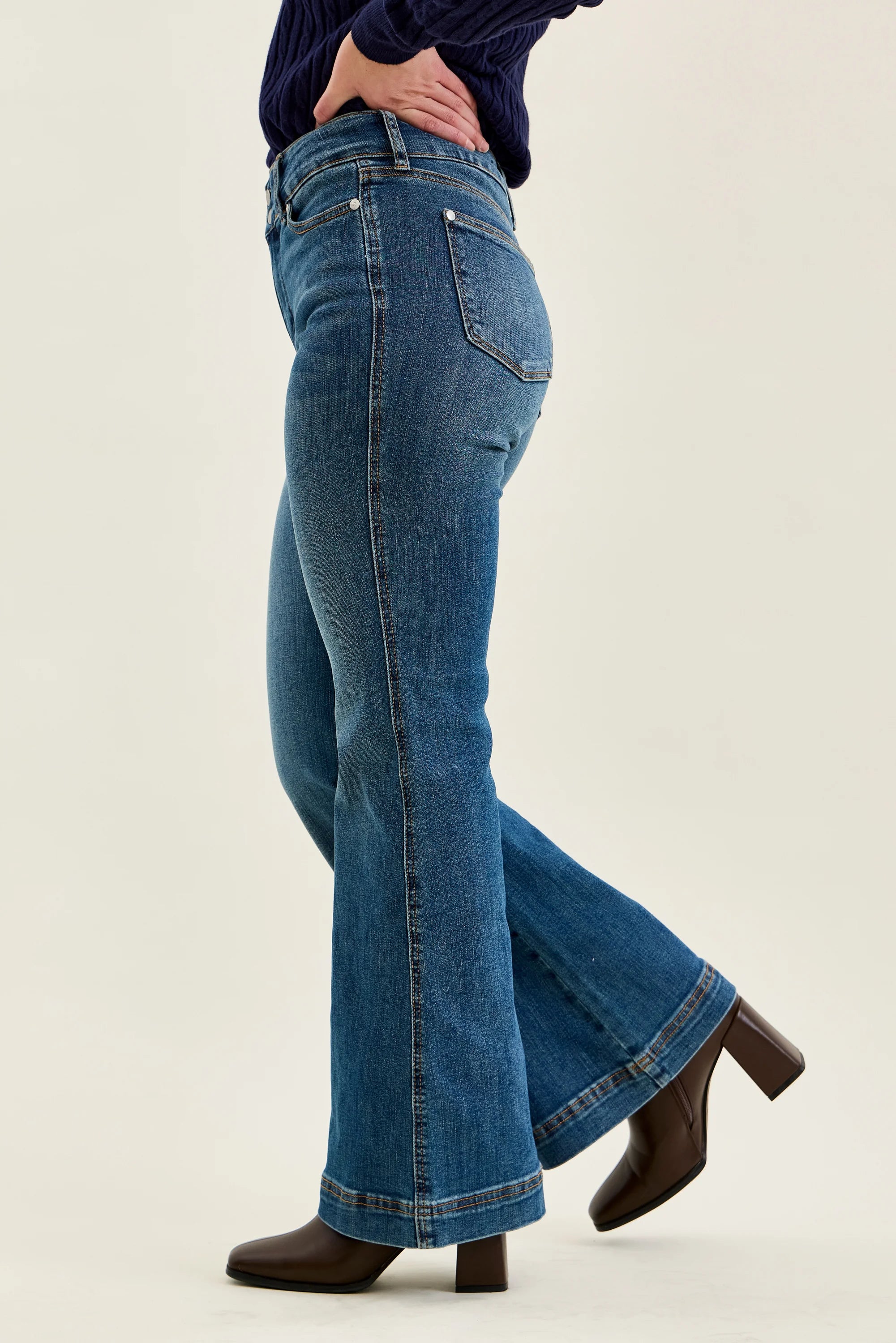 High Waist Flare Denim- PETITE-How Cute is That? Boutique