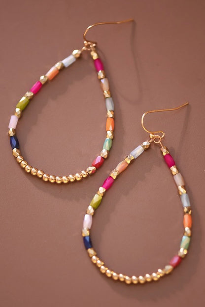 Multicolor Beaded hoop Earrings