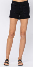 BLACK CARGO PATCH POCKET SHORTS- Judy Blue-How Cute is That? Boutique