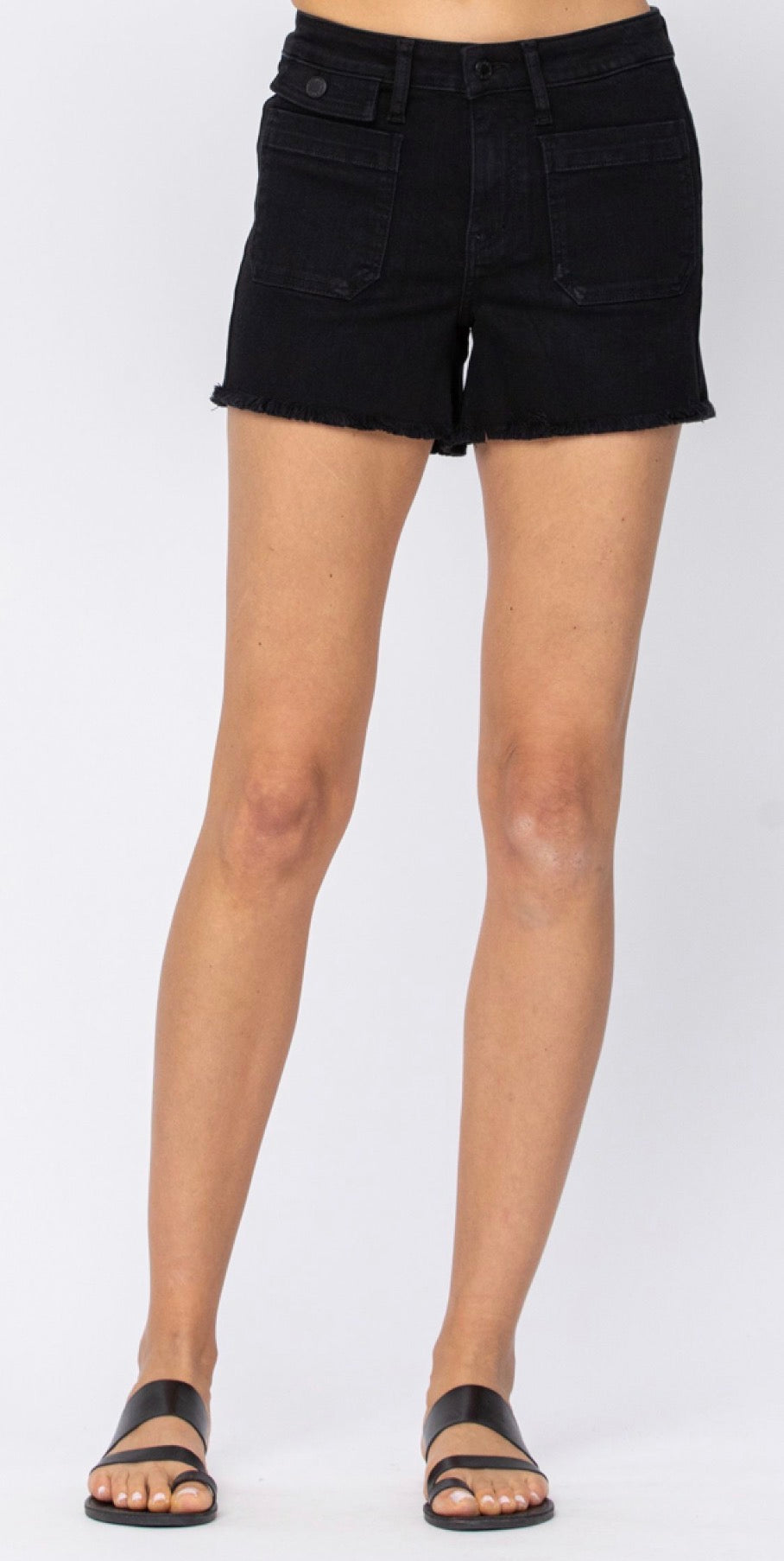 BLACK CARGO PATCH POCKET SHORTS- Judy Blue-How Cute is That? Boutique