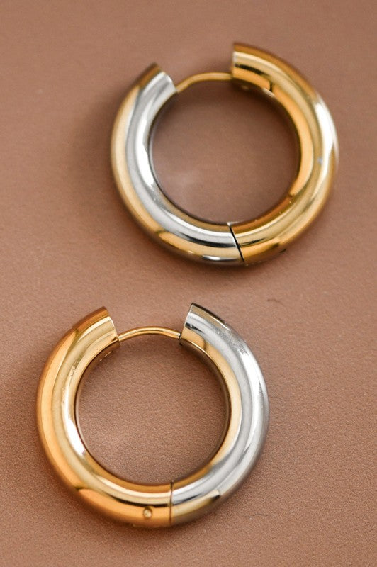 Gold/Silver Reversible Hoop Earrings