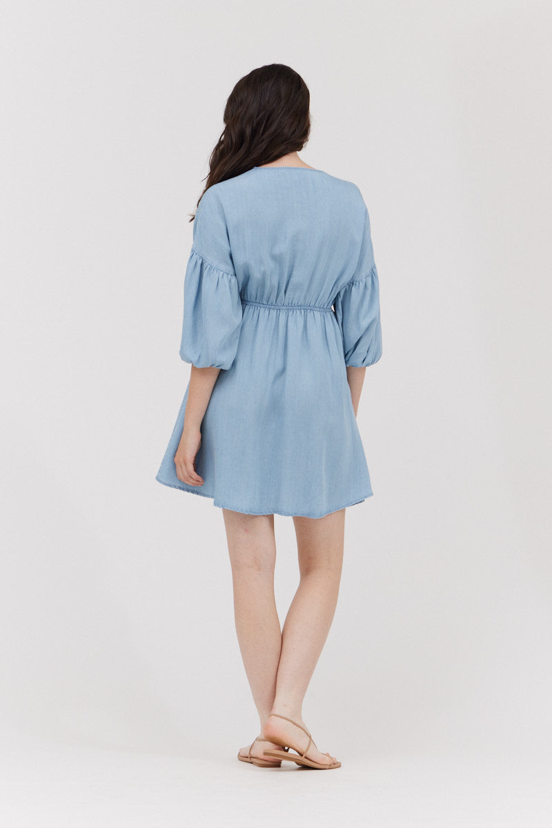Chambray mini dress-How Cute is That? Boutique