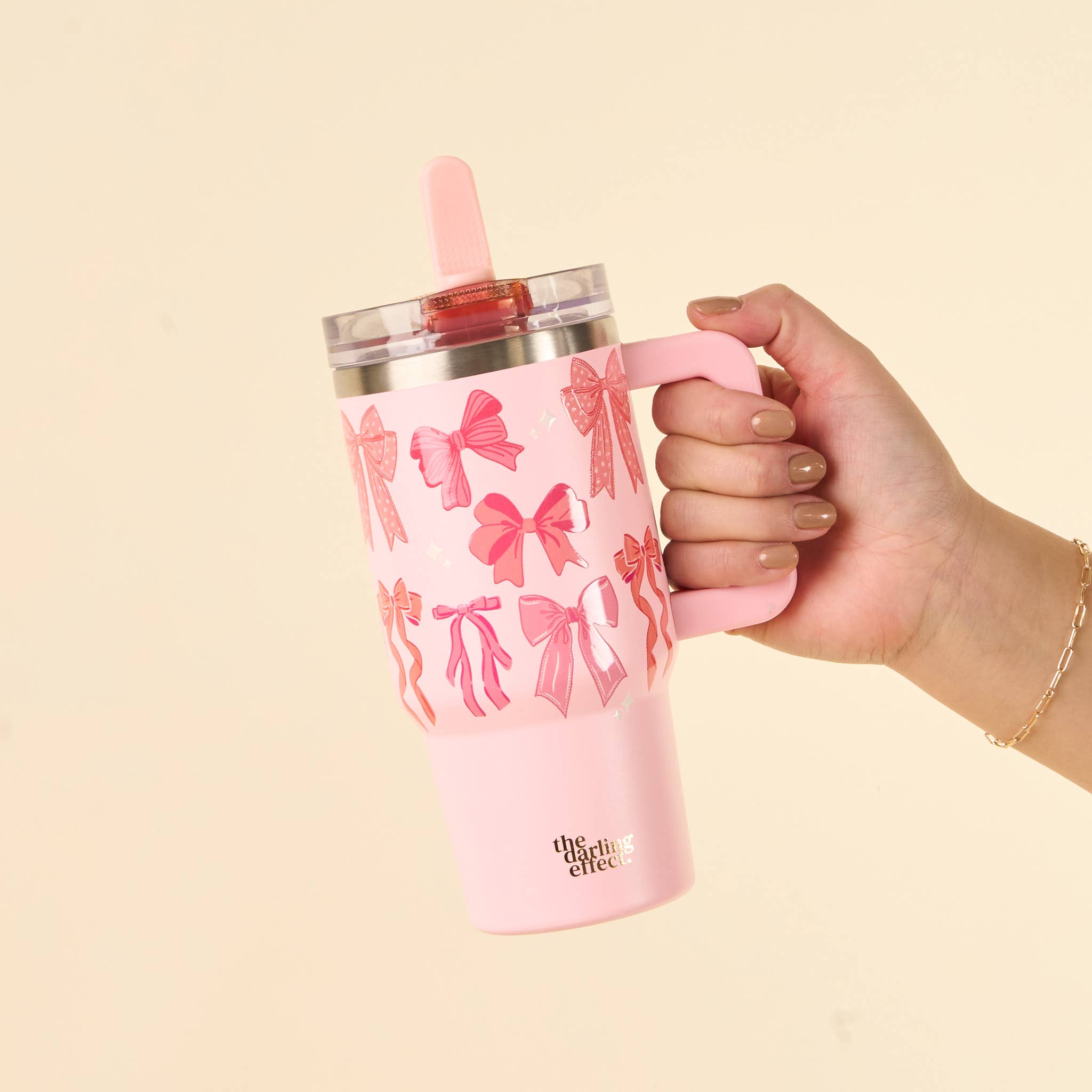 20 oz Lifestyle Flip Straw Tumbler-Blushing Bows-How Cute is That? Boutique