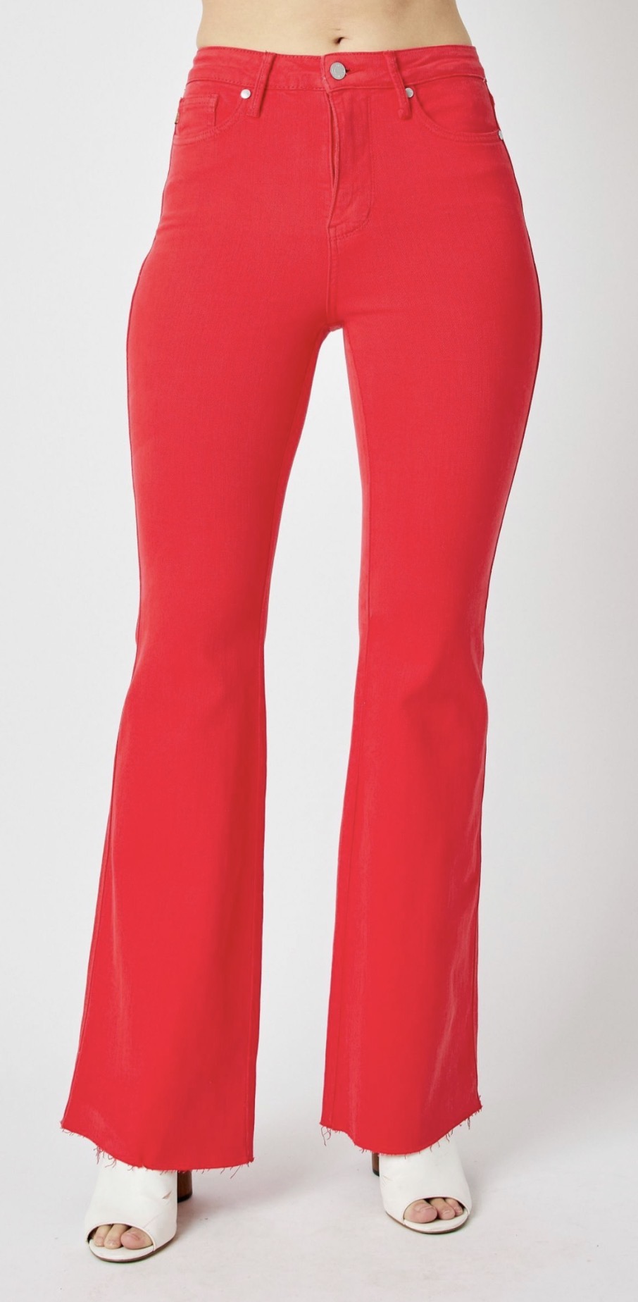 HW Tummy Control Garment Dyed Flare in Red Judy Blue-How Cute is That? Boutique