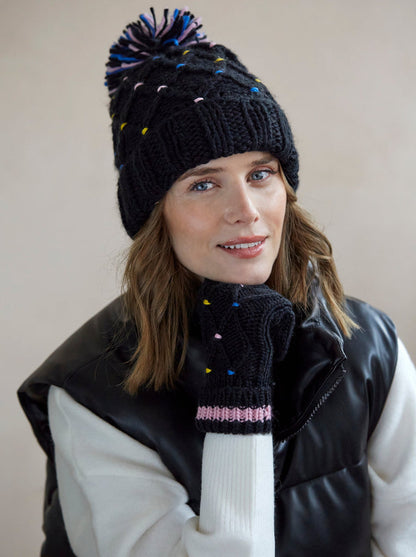 SHIRALEAH LISLE WINTER KNIT HAT/ BEANIE, BLACK