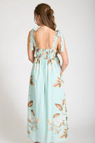 FLORAL TIE STRAP DETAIL EMPIRE WAIST MIDI DRESS-How Cute is That? Boutique