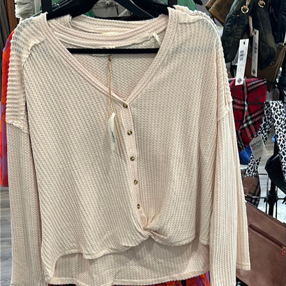 Vneck Button Waffle Shirt