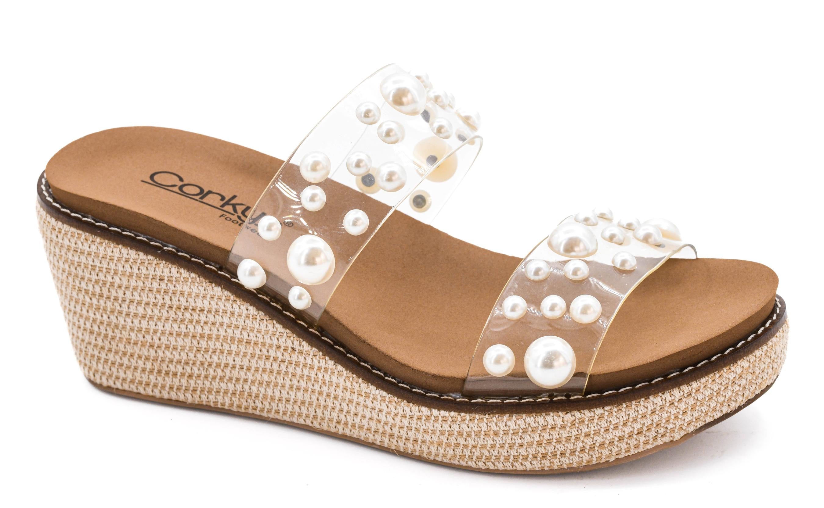 Corky's Look Who’s Here Clear Pearl Platform Sandals – Bridal & Summer Style-How Cute is That? Boutique