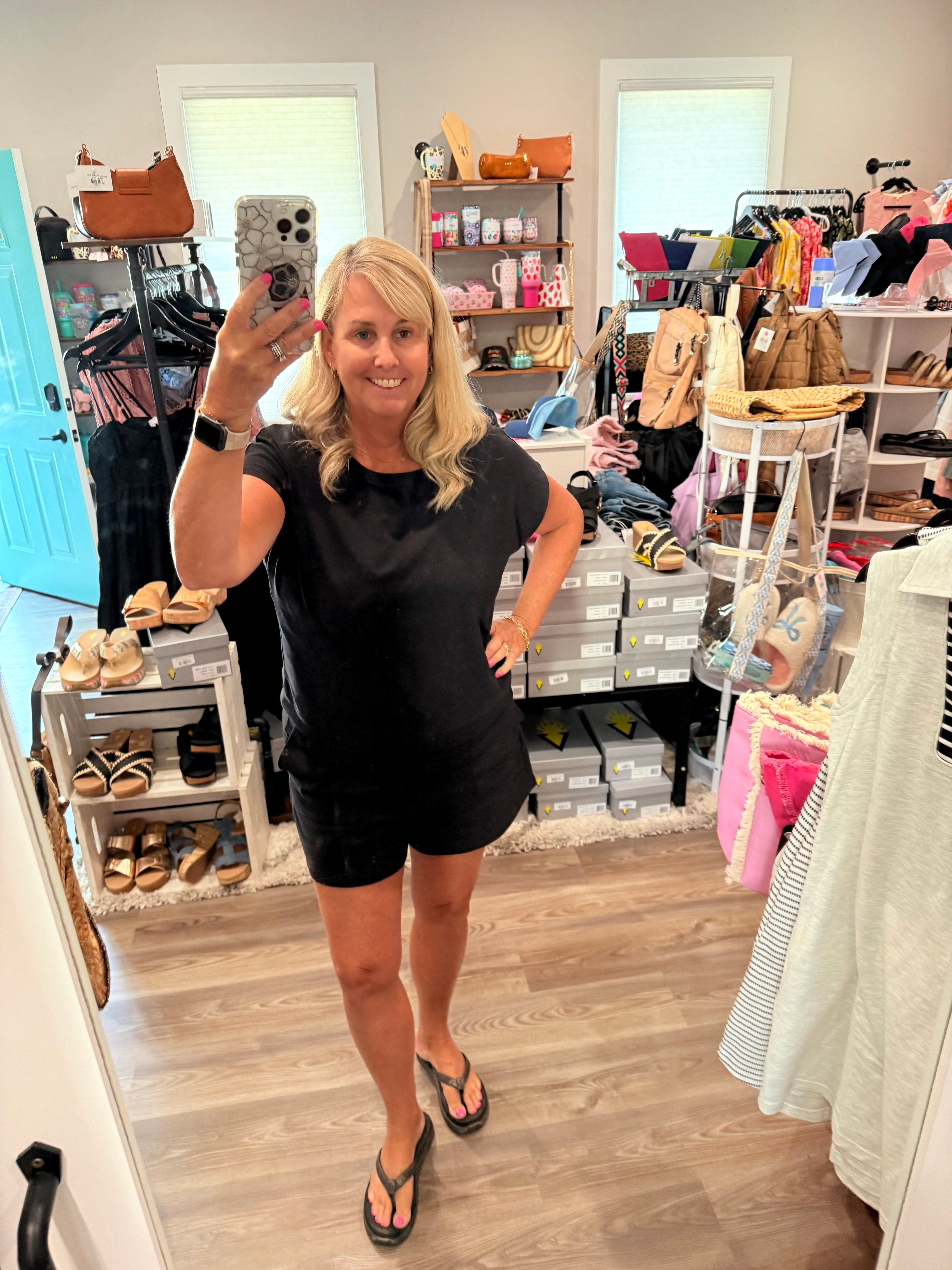 PREMIUM COTTON TOP & SHORTS SET in Black-How Cute is That? Boutique