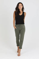 PULL ON TIE FRONT ZIPPER POCKET FRENCH TERRY JOGGER-How Cute is That? Boutique