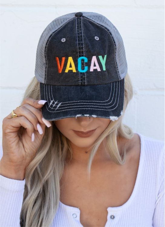 Trucker Embroidered Hat- Vacation