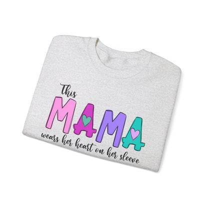 This Mama Wears her Heart on her Sleeve Custom Crewneck Sweatshirt