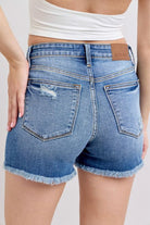 HW Vintage Wash with Fray Hem Denim Judy Blue Shorts-How Cute is That? Boutique