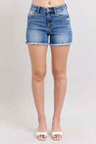 HW Vintage Wash with Fray Hem Denim Judy Blue Shorts-How Cute is That? Boutique