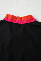 Striped Trim Ruffle Split Neck Blouse-How Cute is That? Boutique