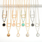 Layered Chain Link Necklace Featuring Semi-Precious Stone Pendant and Bead Details-How Cute is That? Boutique
