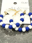 Royal Blue and White Game Day Round Earrings-How Cute is That? Boutique
