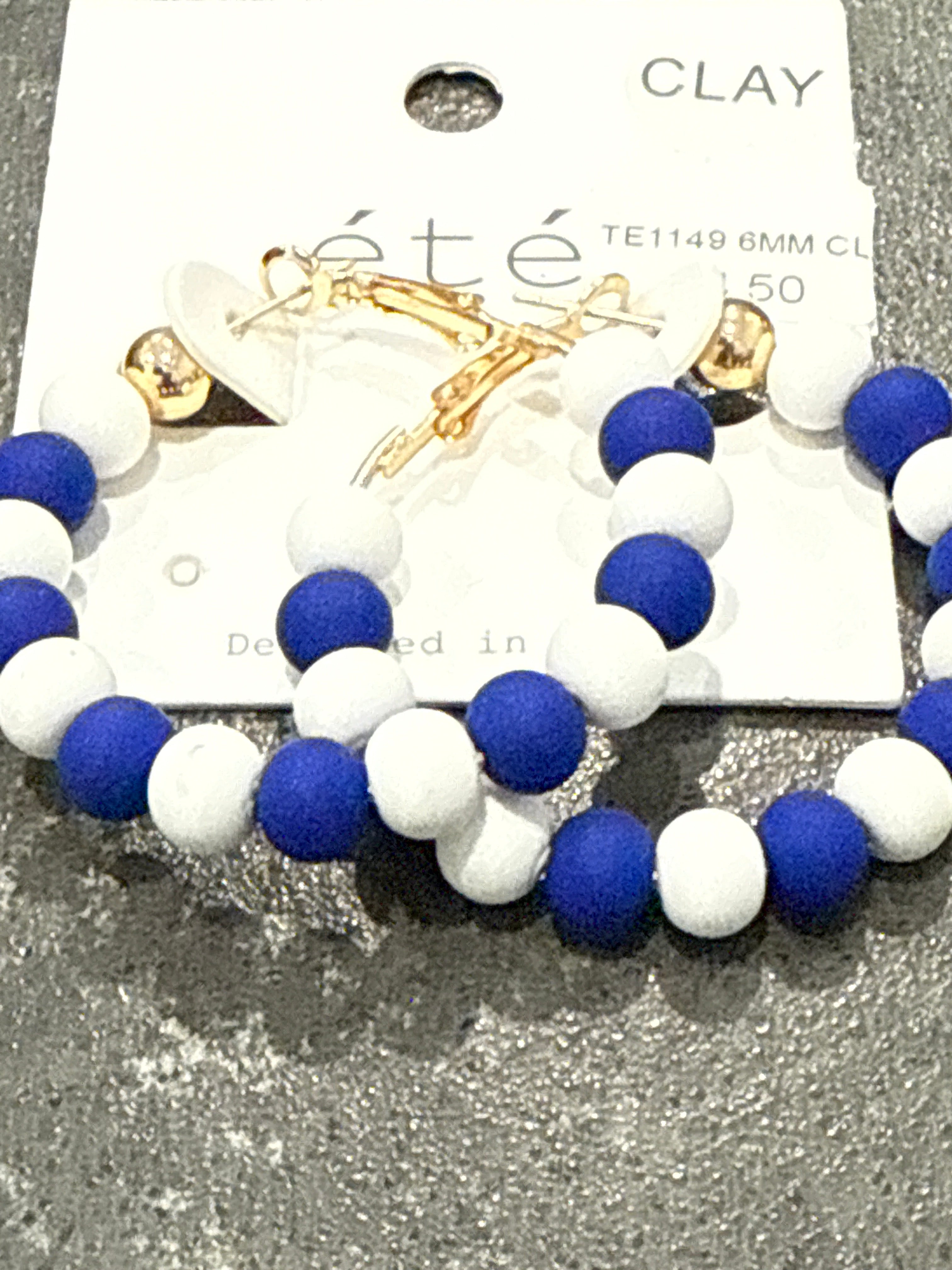 Royal Blue and White Game Day Round Earrings-How Cute is That? Boutique