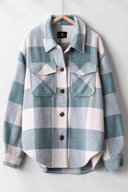 PLAID FLANNEL BUTTON DOWN JACKET