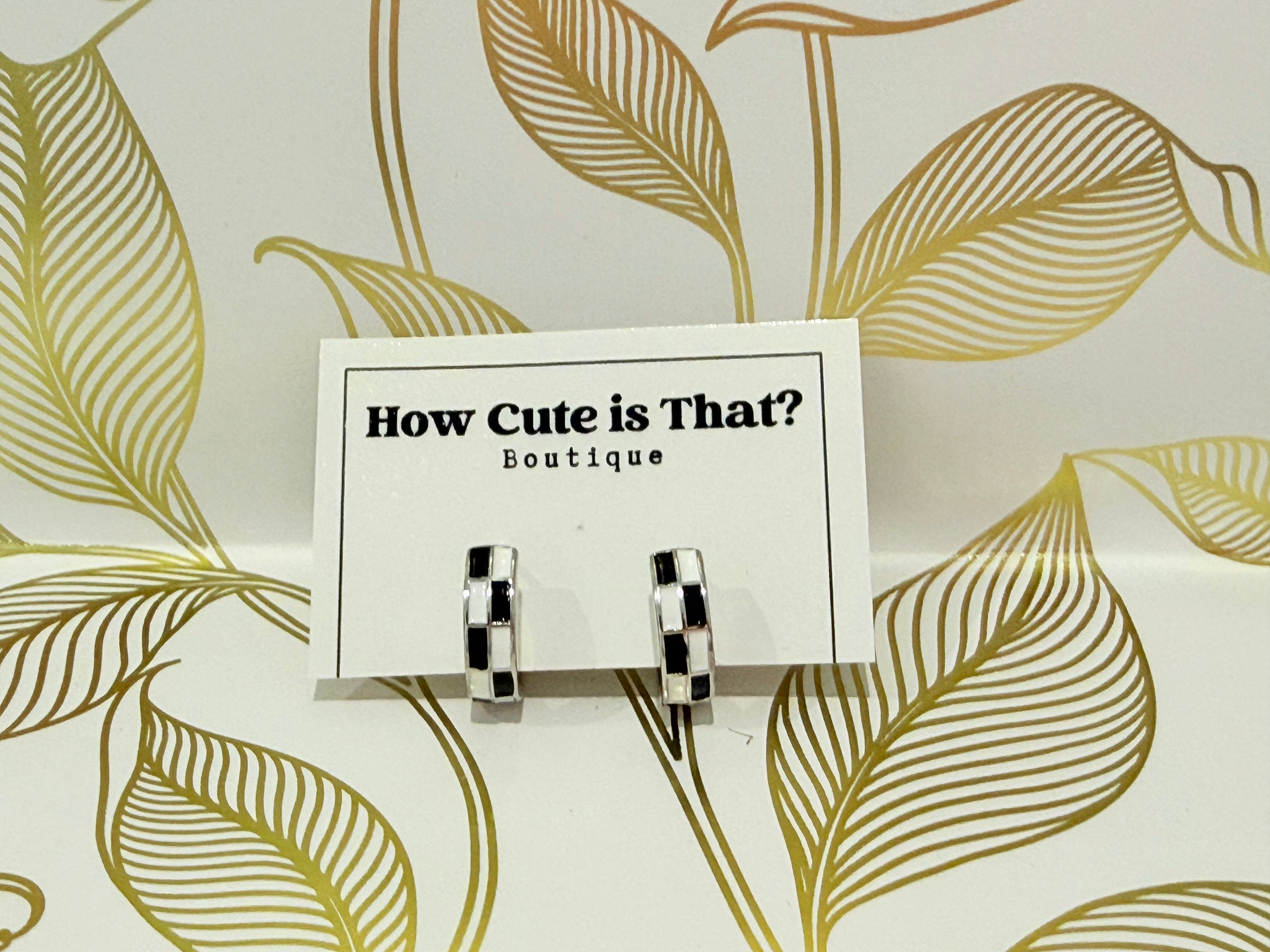 Black & White Checkered Small Hoops-How Cute is That? Boutique