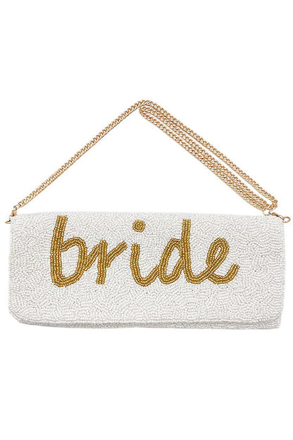 BRIDE Seed Beaded Message Clutch / Shoulder Bag