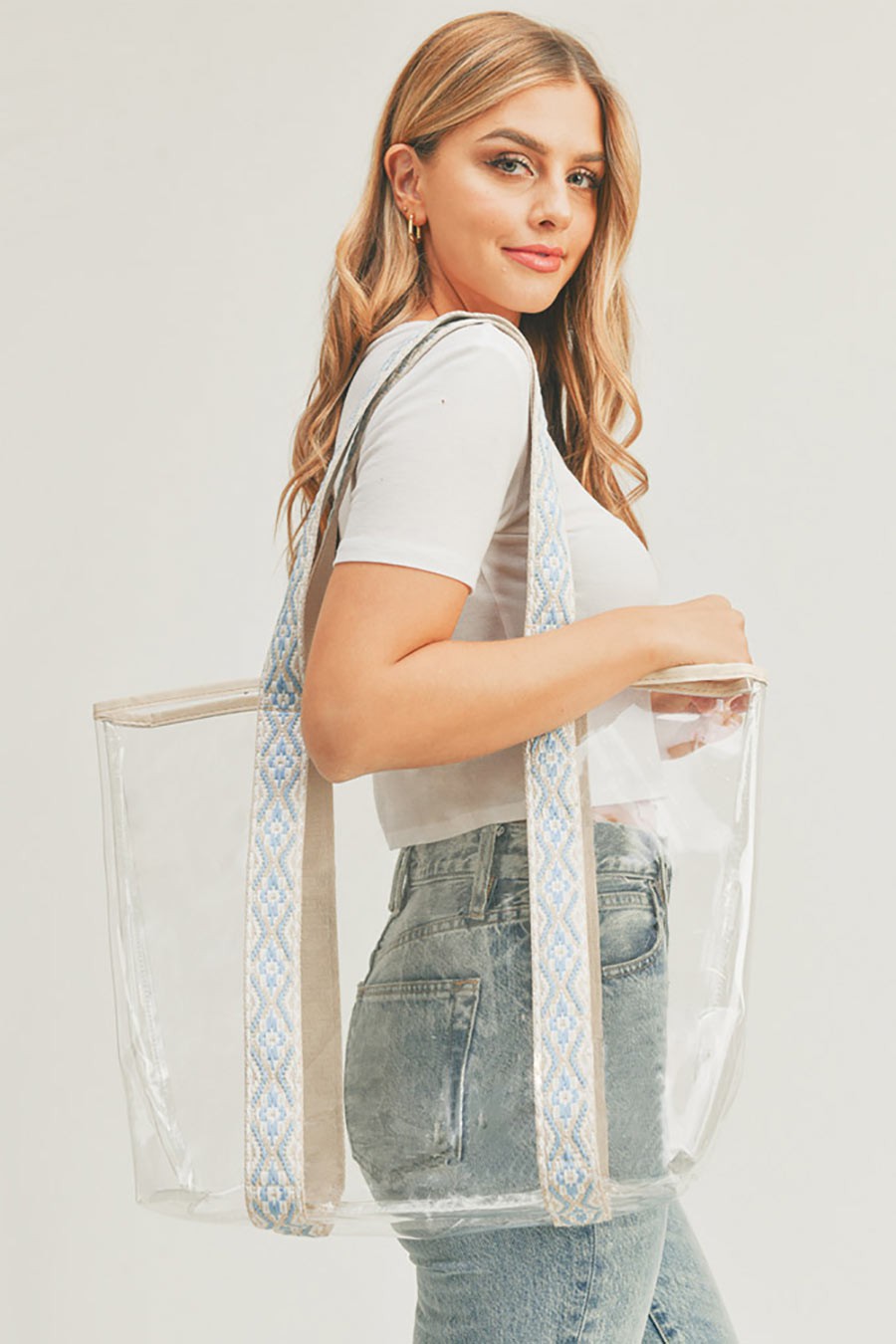 Aztec Strap Clear Tote Bag
